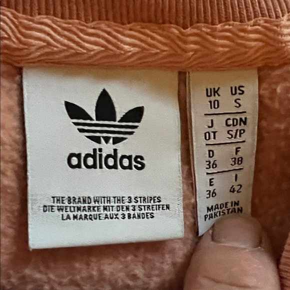 Adidas Dolman Sleeve Cropped Crewneck Sweatshirt – Peach – Size Small - Picture 2 of 10